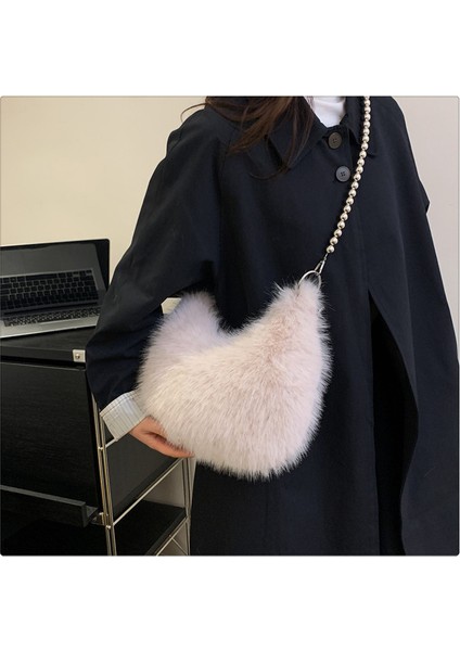 Kadınların Yeni Kore Tarzı Niş Taklit Tilki Kürkü Omuz Crossbody Çantası (Yurt Dışından) indirimleri