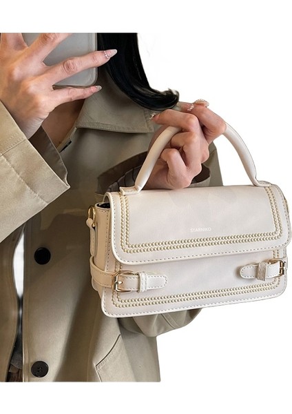 Kadın Yeni Retro Düz Renk Basit Mizaç Omuz Crossbody Çanta (Yurt Dışından)