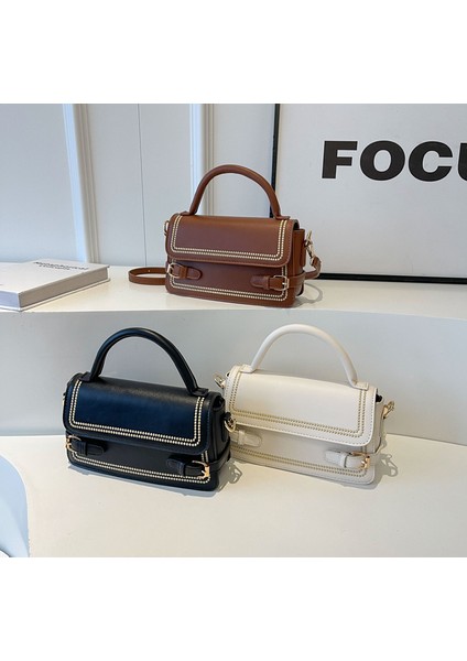 Kadın Yeni Retro Düz Renk Basit Mizaç Omuz Crossbody Çanta (Yurt Dışından) fiyatları