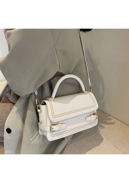Kadın Yeni Retro Düz Renk Basit Mizaç Omuz Crossbody Çanta (Yurt Dışından) modelleri