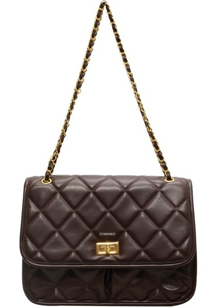 Retro Büyük Kapasiteli Eşkenar Dörtgen Zincirli Küçük Hoş Kokulu Omuz Çantası (Yurt Dışından)