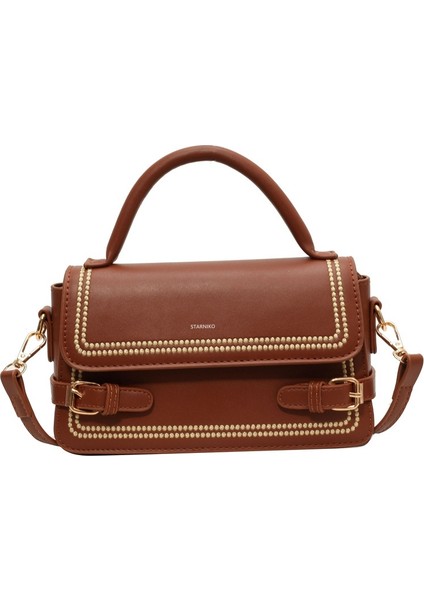 Kadın Yeni Retro Düz Renk Basit Mizaç Omuz Crossbody Çanta (Yurt Dışından)