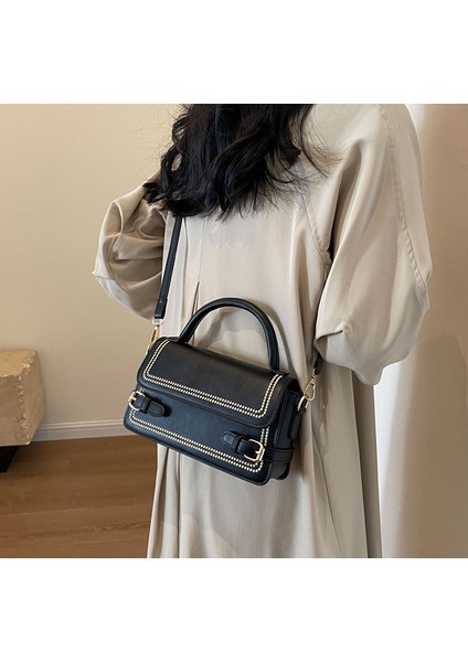 Kadın Yeni Retro Düz Renk Basit Mizaç Omuz Crossbody Çanta (Yurt Dışından) fiyatları