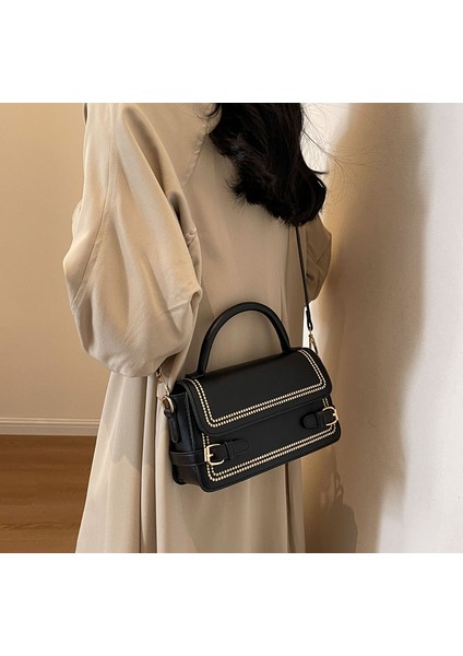 Kadın Yeni Retro Düz Renk Basit Mizaç Omuz Crossbody Çanta (Yurt Dışından) modelleri