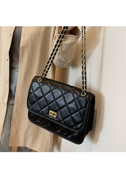 Retro Büyük Kapasiteli Eşkenar Dörtgen Zincirli Küçük Hoş Kokulu Omuz Çantası (Yurt Dışından) fırsatları