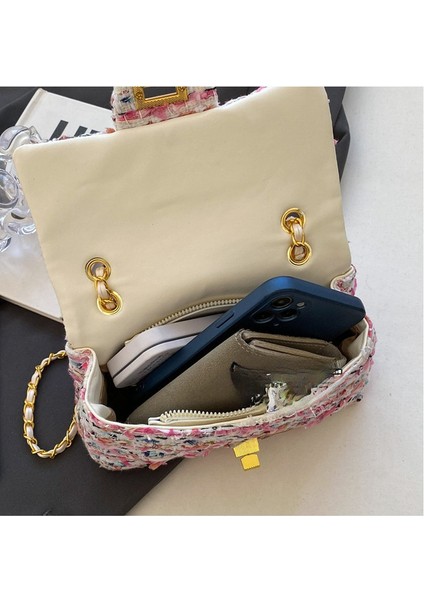 Kadın Yeni Kontrast Renk Yün Moda Zincir Omuz Crossbody Çanta (Yurt Dışından) fiyatları