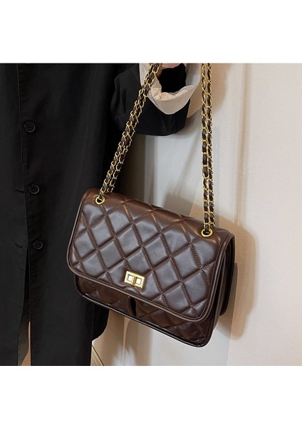 Retro Büyük Kapasiteli Eşkenar Dörtgen Zincirli Küçük Hoş Kokulu Omuz Çantası (Yurt Dışından) modelleri