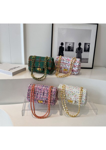 Kadın Yeni Kontrast Renk Yün Moda Zincir Omuz Crossbody Çanta (Yurt Dışından) fiyatları