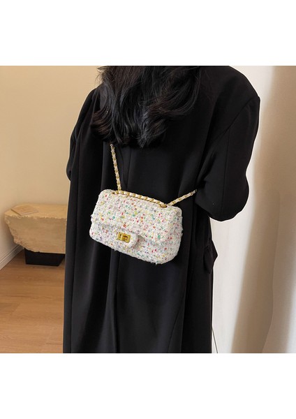 Kadın Yeni Kontrast Renk Yün Moda Zincir Omuz Crossbody Çanta (Yurt Dışından) fırsatları