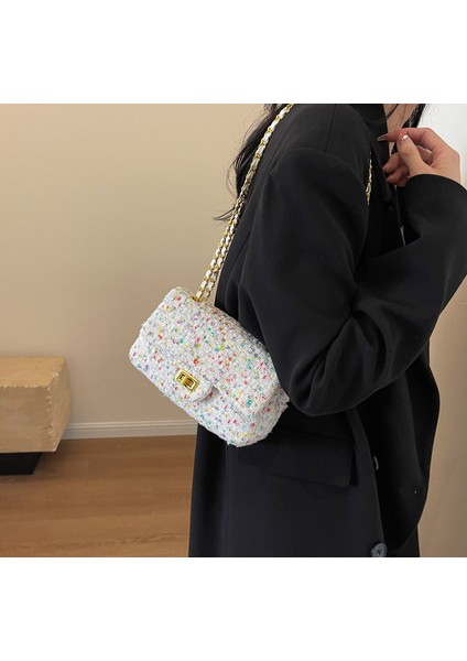 Kadın Yeni Kontrast Renk Yün Moda Zincir Omuz Crossbody Çanta (Yurt Dışından) indirimleri