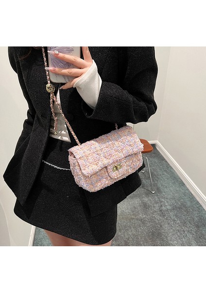 Kadın Yeni Stil Küçük Kokulu Yün Moda Zincir Omuz Crossbody Çanta (Yurt Dışından) fiyatları