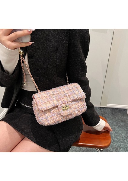 Kadın Yeni Stil Küçük Kokulu Yün Moda Zincir Omuz Crossbody Çanta (Yurt Dışından) modelleri