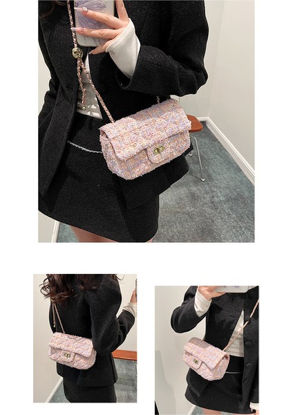 Kadın Yeni Stil Küçük Kokulu Yün Moda Zincir Omuz Crossbody Çanta (Yurt Dışından) fırsatları