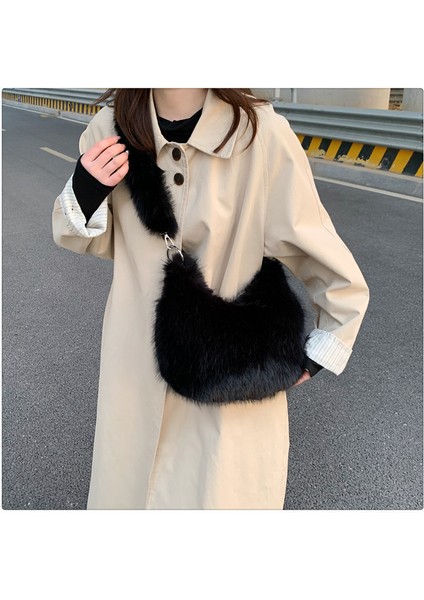 Kadınların Yeni Kore Tarzı Niş Taklit Tilki Kürkü Omuz Crossbody Çantası (Yurt Dışından) indirimleri