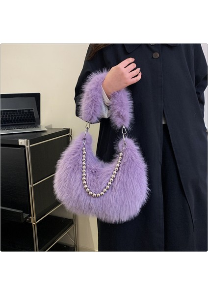 Kadınların Yeni Kore Tarzı Niş Taklit Tilki Kürkü Omuz Crossbody Çantası (Yurt Dışından) fiyatları