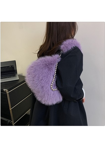 Kadınların Yeni Kore Tarzı Niş Taklit Tilki Kürkü Omuz Crossbody Çantası (Yurt Dışından) modelleri