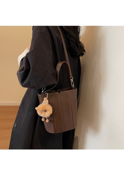 Kadınların Yeni Kore Tarzı Retro Moda Dikey Çizgili Süet Omuz Crossbody Çanta (Yurt Dışından) modelleri
