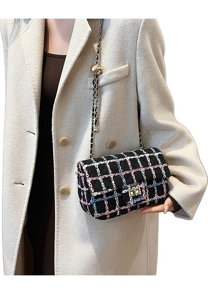 Kadın Yeni Stil Küçük Kokulu Yün Moda Zincir Omuz Crossbody Çanta (Yurt Dışından)
