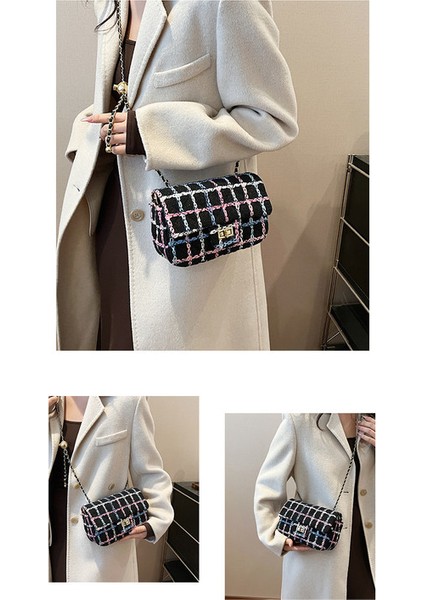 Kadın Yeni Stil Küçük Kokulu Yün Moda Zincir Omuz Crossbody Çanta (Yurt Dışından) fiyatları
