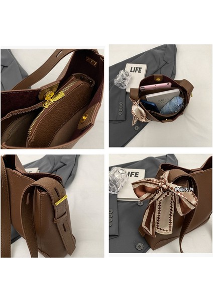 Kadın Yeni Retro Moda Büyük Kapasiteli Kova Omuz Çantası (Yurt Dışından) indirimleri