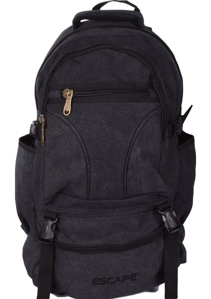 Escape 501 Dağcı Sırt Çantası Kanvas Kumaş Spor Outdoor Dağcı Kampçı Sırt Çantası Günlük Kullanım Ortopedik Siyah Uzunluk 57 cm , Soldan Sağa 33 cm , Genişlik 20 cm