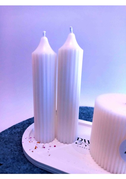 Black And White Candle Bwc Classic Candle Dekoratif Sunum Tepsili Mum Seti (Yeniyıl,Yeniiş,Yeniev, Hediye)