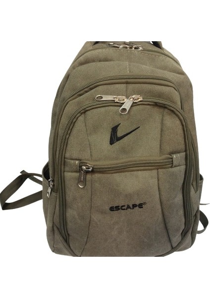 Escape 307 Dağcı Sırt Çantası Kanvas Kumaş Sırt Çantası Laptop Bölmeli Spor Outdoor Günlük Kullanım Ortopedik Haki fiyatları