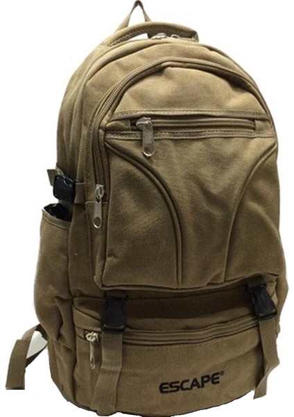Escape 501 Dağcı Sırt Çantası Kanvas Kumaş Spor Outdoor Dağcı Kampçı Sırt Çantası Günlük Kullanım Ortopedik Bej
