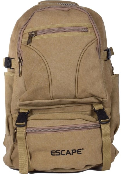 Escape 501 Dağcı Sırt Çantası Kanvas Kumaş Spor Outdoor Dağcı Kampçı Sırt Çantası Günlük Kullanım Ortopedik Bej