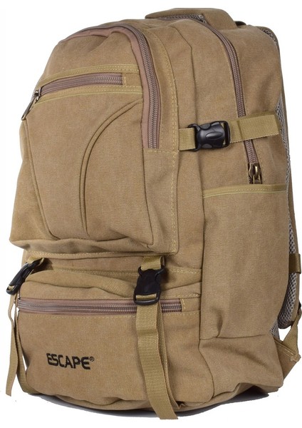 Escape 501 Dağcı Sırt Çantası Kanvas Kumaş Spor Outdoor Dağcı Kampçı Sırt Çantası Günlük Kullanım Ortopedik Bej