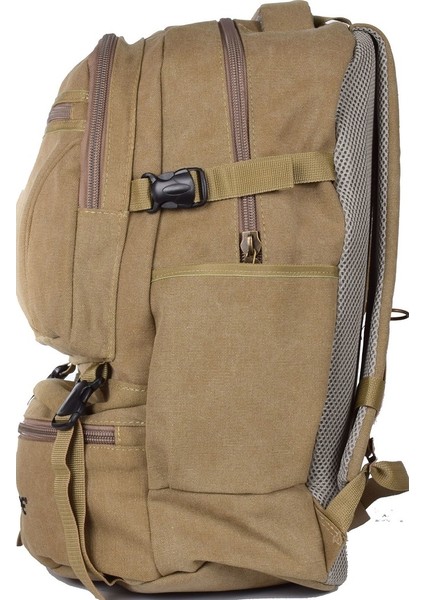 Escape 501 Dağcı Sırt Çantası Kanvas Kumaş Spor Outdoor Dağcı Kampçı Sırt Çantası Günlük Kullanım Ortopedik Bej
