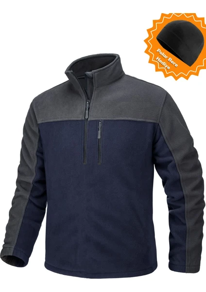 Ghassy Co. Erkek Quarter Zip Yarım Fermuarlı Cepli Polar