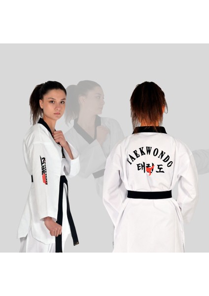 Fitilli Siyah Yaka Taekwondo Elbisesi Dobok Üst Kuşak