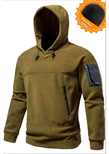 Ghassy Co. Erkek Military Sport Warm Outdoor Kapüşonlu Polar Ceket