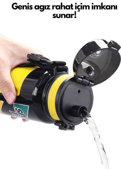 1200ML Büyük Boy Sports Passion Kayma Yapmayan Tutma Bölmeli Tritan Su Matarası