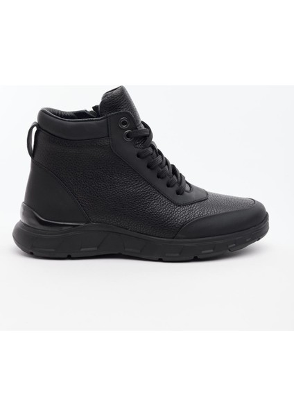 Bağcıklı Fermuarlı Hakiki Deri Erkek Bot