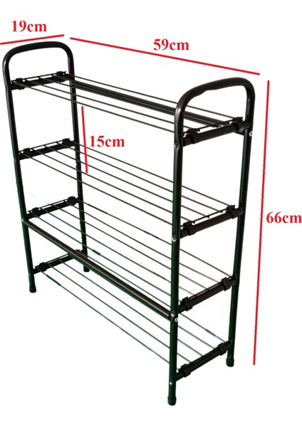 Peyto 4 Bölmeli Metal Ayakkabılık Ayakkabı Rafı Düzenleyici Raf