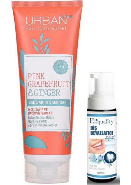 Pink Grapefruit & Ginger Saç Bakım Şampuanı - Diş Beyazlatıcı Köpük Hediye