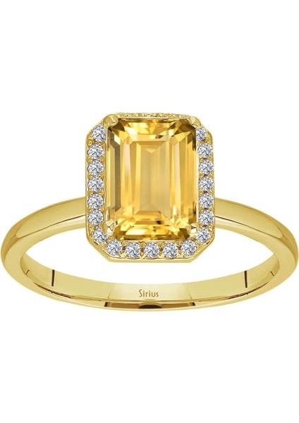 Pırlanta ve Emerald Kesim Sitrin Tektaş Yüzük 0431R0035 fiyatları