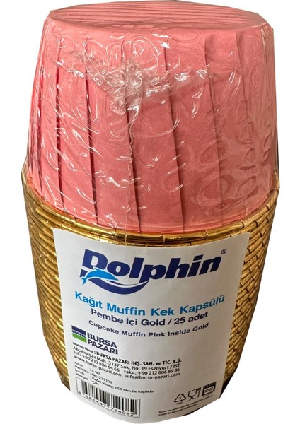 Muffin Kağıt Karton Altın Pembe Cupcake Kek Kalıbı Kapsülü Kabı - 25 Adetlik 5 Paket