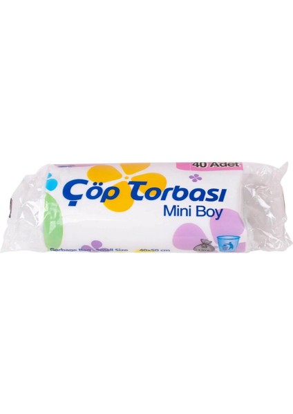 Beyaz Mini Küçük Boy 40 x 50 cm 30 Litre Çöp Torbası Poşeti - 40 Adetlik 3 Rulo