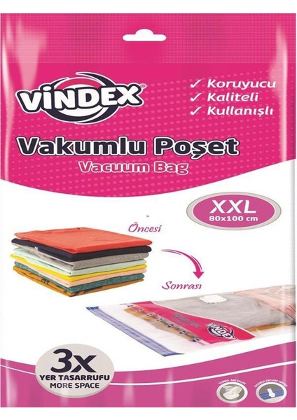 Vakumlu Giyisi Yastık Yorgan Saklama Torbası Poşeti Hurç - Xx Large - 80X100 Cm. -1 Paket