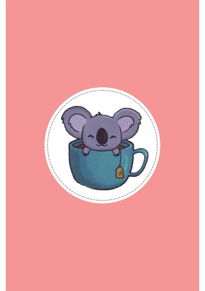 Deri Koala Baskılı Cırtlı Illüstrasyon Arma Figür Sticker