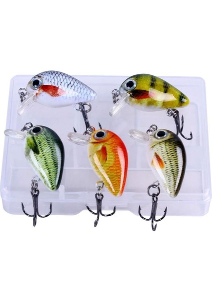 5 Adet Crankbait Lrf Balık Olta Yem Seti - Sesli Bilyalı - Kutulu - 2.7cm 1.5gr