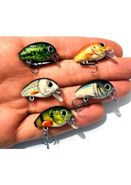 5 Adet Crankbait Lrf Balık Olta Yem Seti - Sesli Bilyalı - Kutulu - 2.7cm 1.5gr