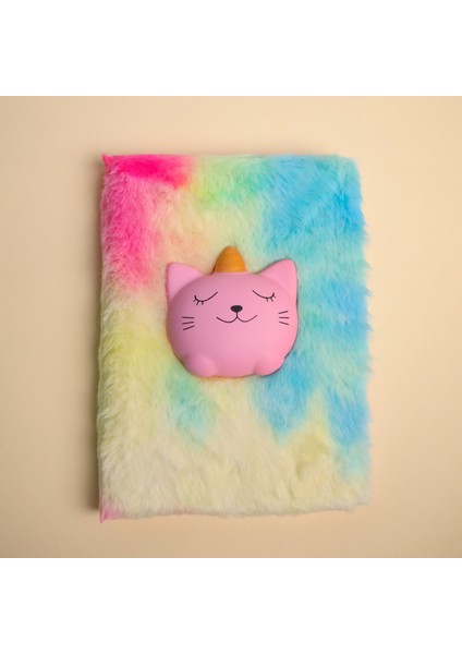 Piraye Gift Kedi Tasarımlı Squishy Çizgili Defter