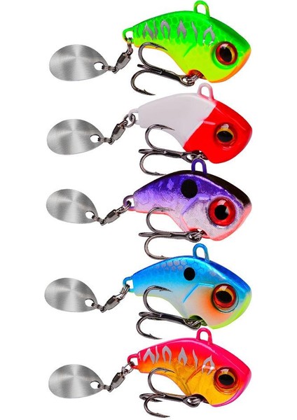 5 Adet Lrf Kaşık Kuyruklu Titreşimli Wobbler Balık Olta Yem Seti - 14GR 6cm - Spin ve Baitcasting Için Uygun