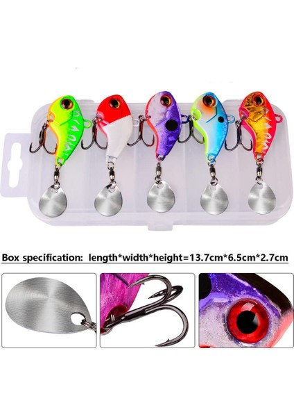 5 Adet Lrf Kaşık Kuyruklu Titreşimli Wobbler Balık Olta Yem Seti - 14GR 6cm - Spin ve Baitcasting Için Uygun