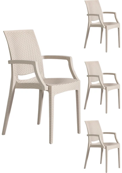 4 Adet Rattan Lüx Cappucino Sandalye / Balkon-Bahçe-Teras