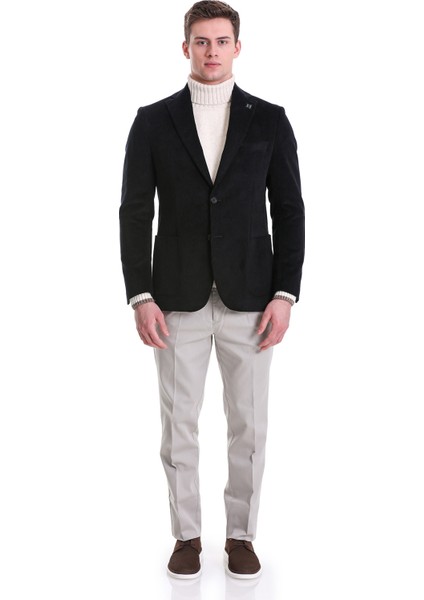 Lacivert Slim Fit Düz Mono Yaka Pamuklu Kadife Ceket fiyatları